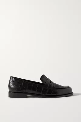 Croc-Effect Leather Loafers from Porte & Paire