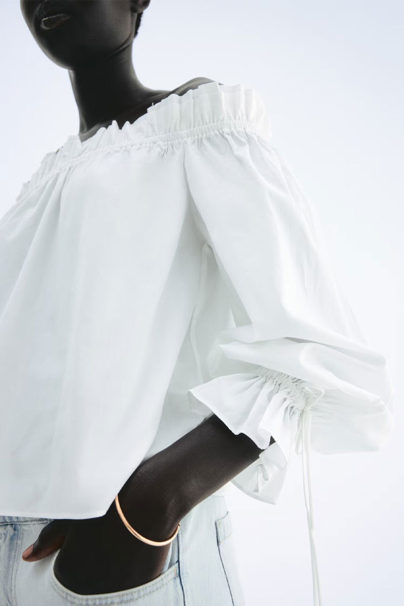 Off-The-Shoulder Poplin Blouse