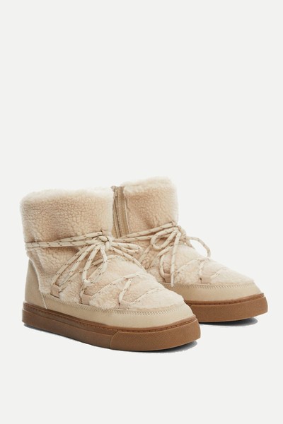 Shearling Lace Boots from Mango