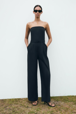 Linen Blend Strapless Jumpsuit from Zara