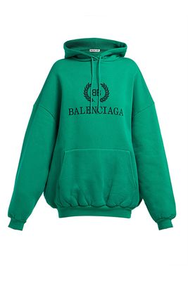 BB Logo Cotton-Blend Hooded Sweatshirt from Balenciaga