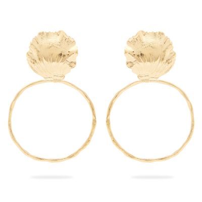 Thebes Gold-Plated Shell Hoop Earrings