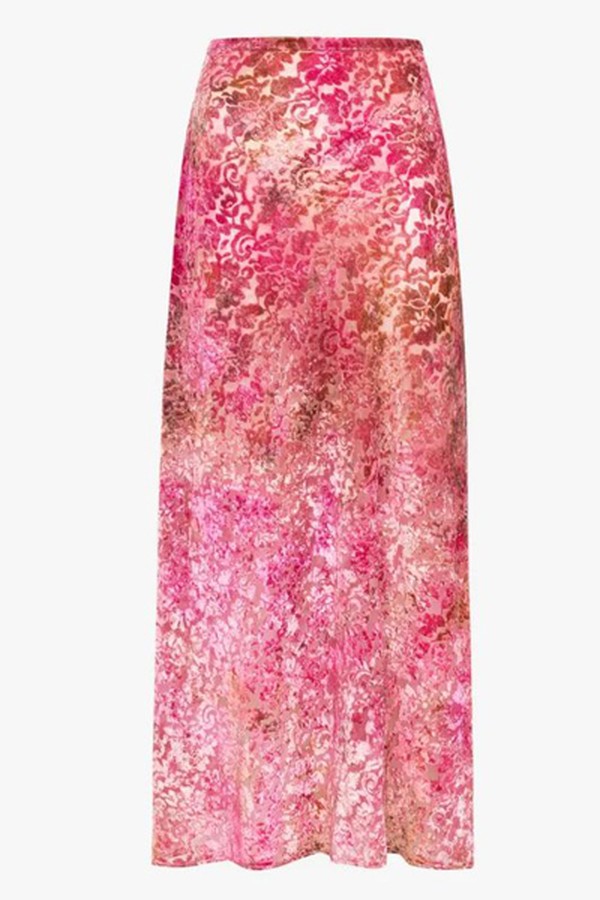Tie-Dye Burnout Midi Skirt from Collina Strada