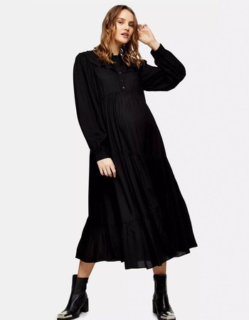 Black Daisy Grandad Shirt Dress from Topshop