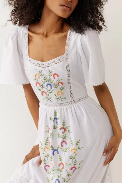 Floral Embroidered Tiered Tunic Dress from Warehouse