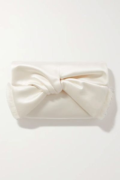 Bow Fringed Satin Clutch from Anya Hindmarch