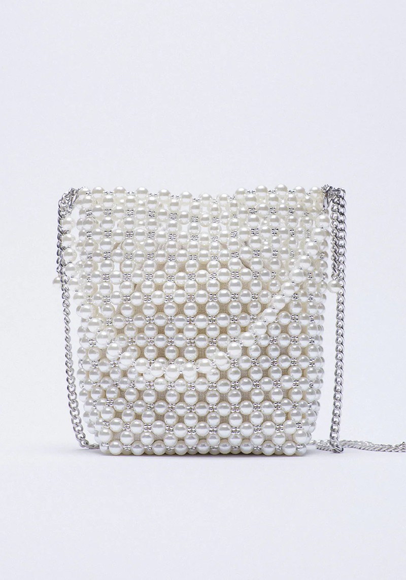 Pearl Bead Mini Bucket Bag from Zara