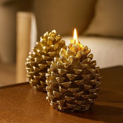 Golden Pine Cone Candle