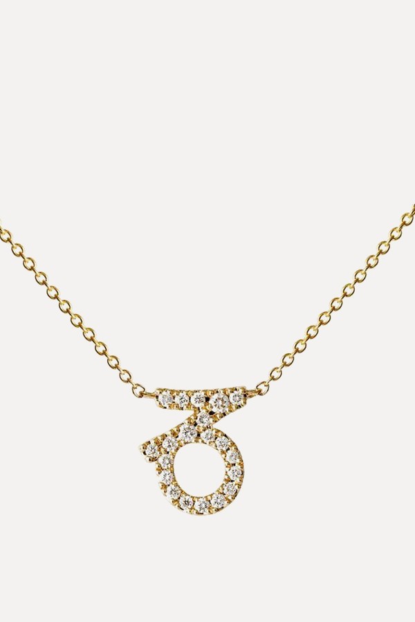 Yellow Gold & Diamond Zodiac Capricorn Necklace from Engelbert
