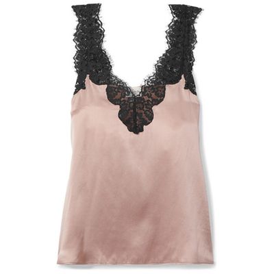 The Leia Lace-Trimmed Silk-Charmeuse Camisole from Cami NYC