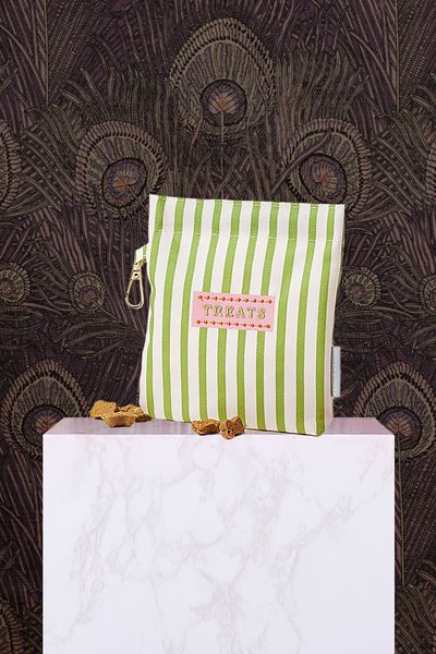 Green Stripe Printed Dog Treat Bag from Oliver Bonas