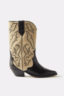 Duerto Topstitched Suede & Leather Boots from Isabel Marant