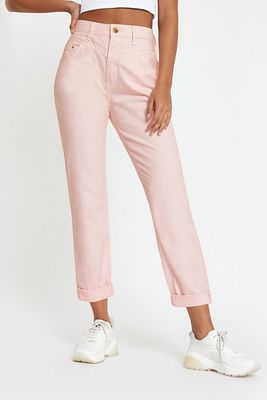 Light Pink Mom Fit High Rise Jeans