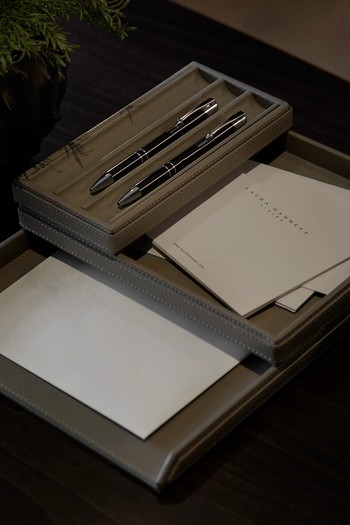 Adler Leather Stacking Desk Trays from Laura Hammett Living