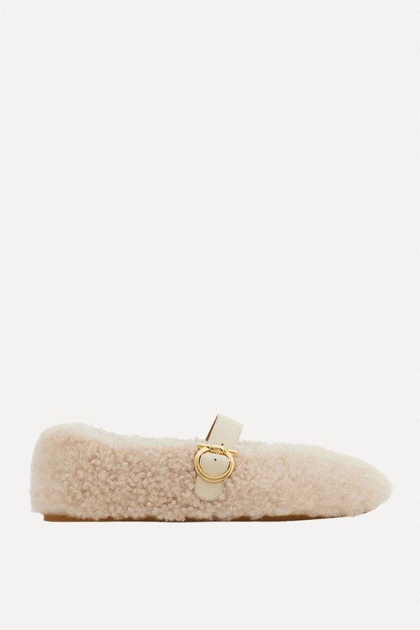 Shearling Ballet Flats from Ferragamo