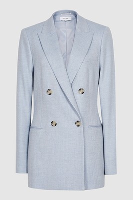 Wool Linen Blend Double Breasted Blazer from Reiss