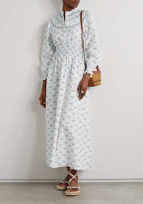 Zaira Shirred Floral-Print Cotton-Poplin Maxi Dress from Loretta Caponi