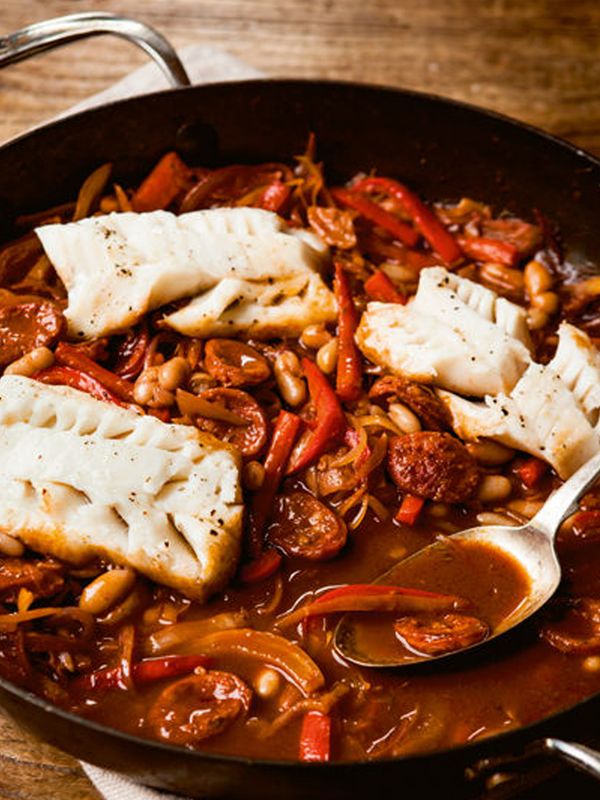 Cod With Chorizo & White Beans