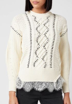 Cable Knit Contrast Stitch Jumper from Self-Portrait