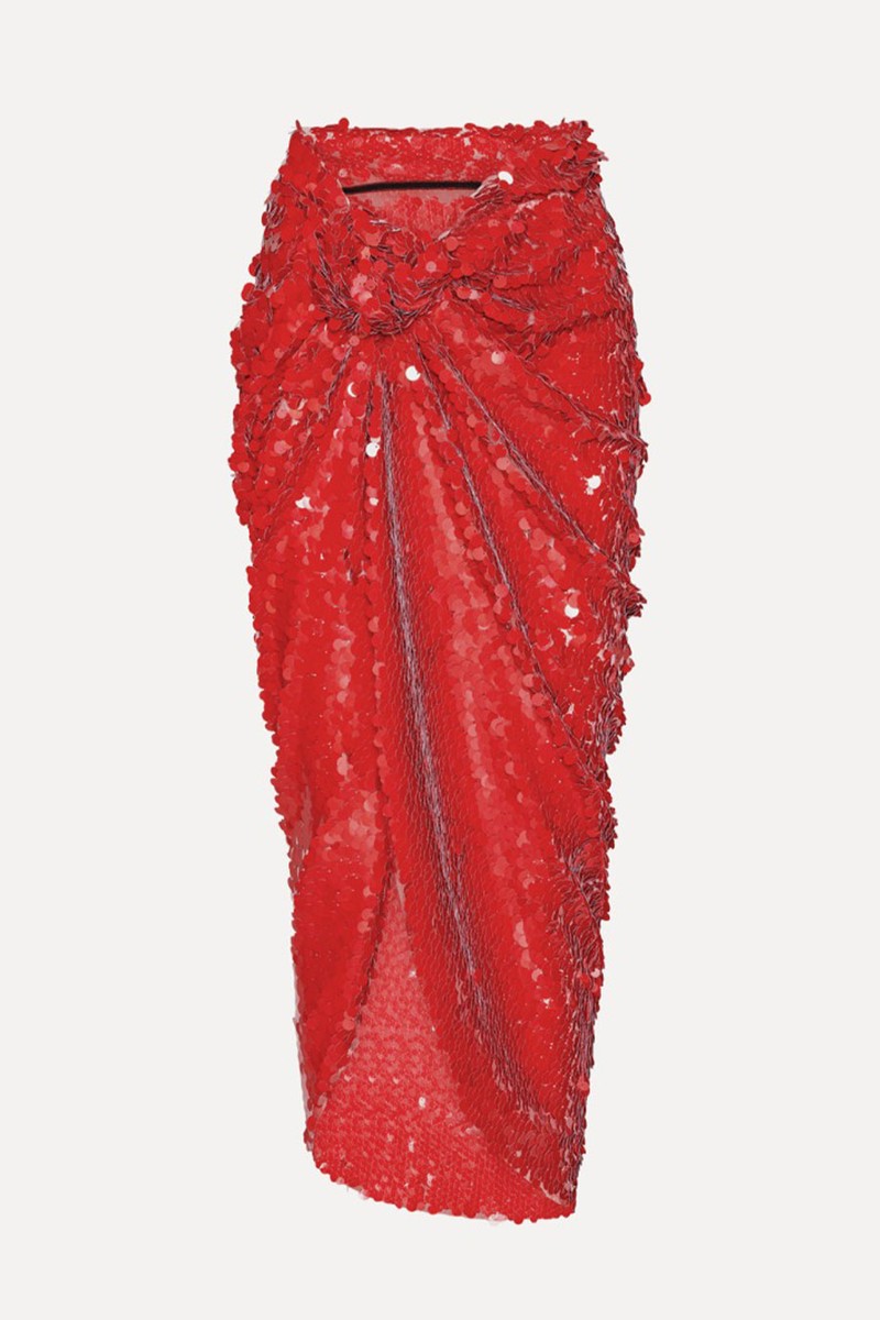 Asymmetric Sequinned Maxi Skirt from Rotate