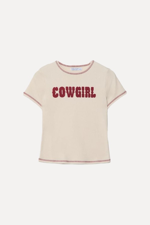 Short Sleeve T-Shirt With Cowgirl Print from Stradivarius