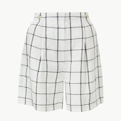 Pure Linen Checked Shorts