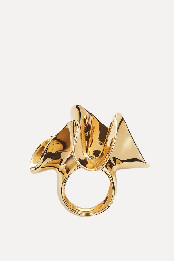 Anemone Gold-Plated Sterling Silver Ring from Bottega Veneta