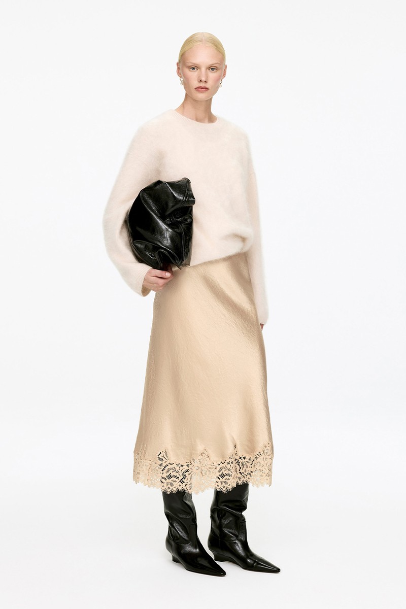 Lace-Detail Satin Skirt from ARKET