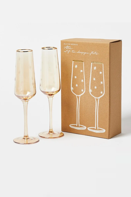 Aster Etched Star Champagne Flutes Set of Two from Oliver Bonas