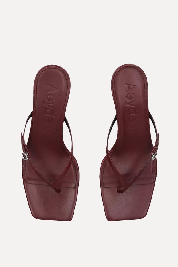 Leigh Leather Toe-Post Heeled Sandals from Aeyde