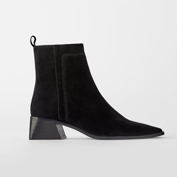 Split Suede Mid-Heel Ankle Boots from Zara