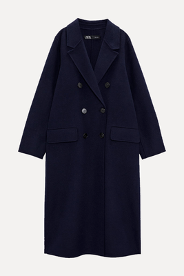 Wool Blend Double Breasted Coat from Zara