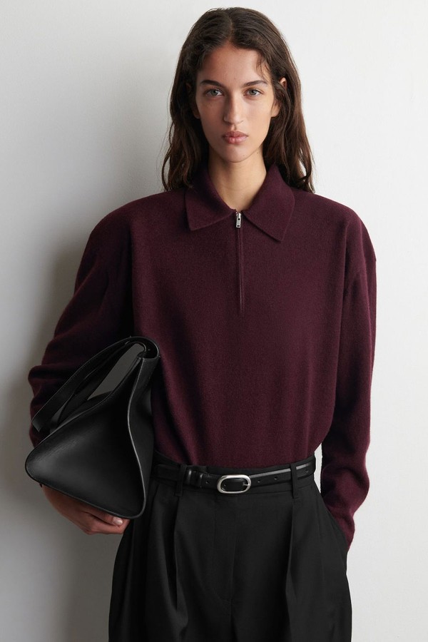 Merino Wool-Yak Zip-Up Polo Shirt from COS