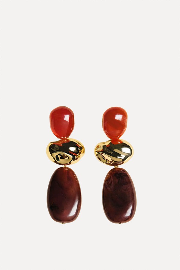 Combined Resin Hanging Earrings from Mango