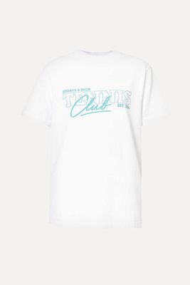 Tennis Club Brand-Print Cotton-Jersey T-Shirt from Sporty & Rich