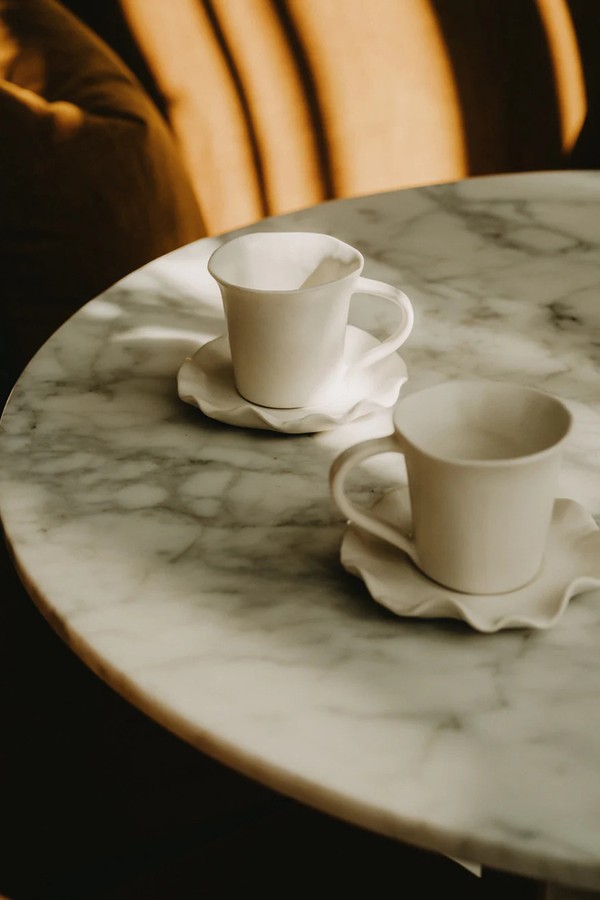 Set Of 2 Porcelain Frill Cups & Saucers from Every Story x Eynsham Baths
