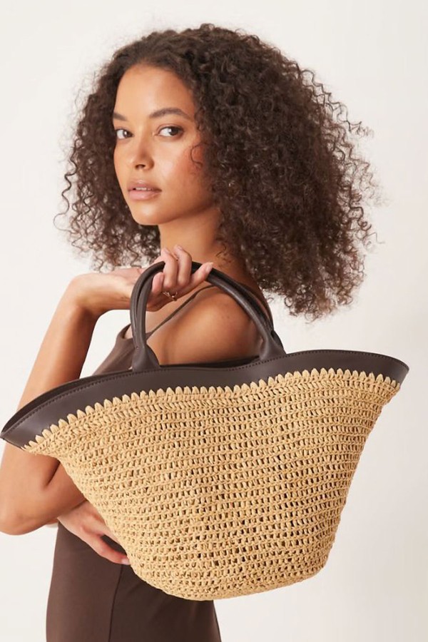 Raffia Shoulder Bag With Inner Lining from Mango