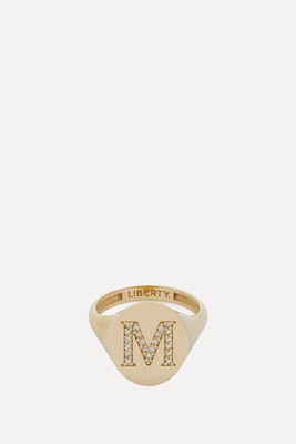 9ct Gold & Diamond Initial Liberty Signet Ring  from Liberty