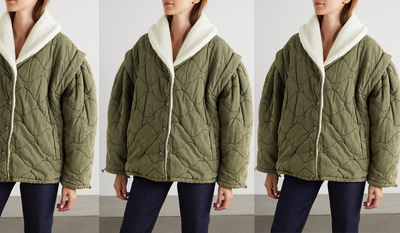 Layla Oversized Faux Shearling-Trimmed Quilted Washed-Cotton Jacket, £530 | Sea