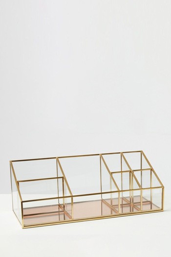 Pink Gold & Glass Beauty Storage Organiser from Oliver Bonas