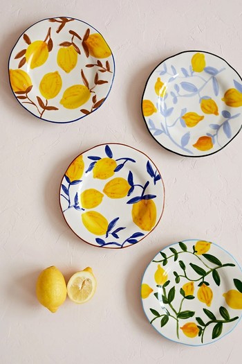 Set Of 4 Lemons Side Plates from Rose & Grey