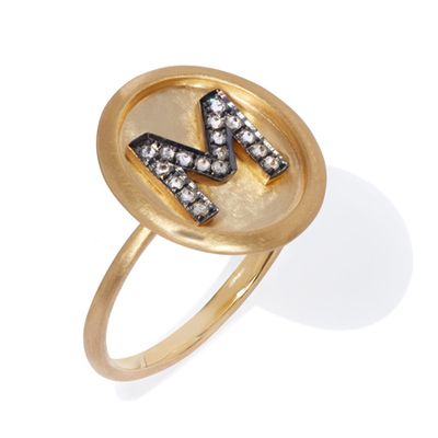 18ct Gold Diamond Initial M Ring