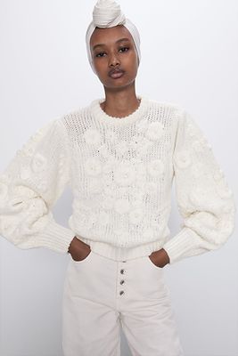 Sweater With Embroidered Flowers