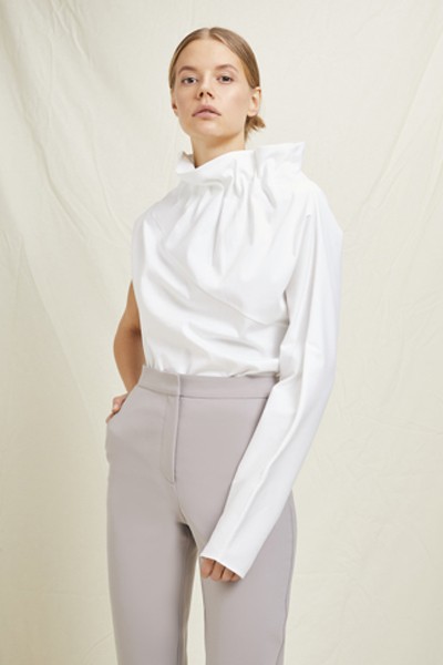 Turtleneck Single Sleeve Poplin Shirt