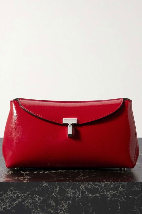 T-Lock Mini Patent-Leather Clutch from Toteme