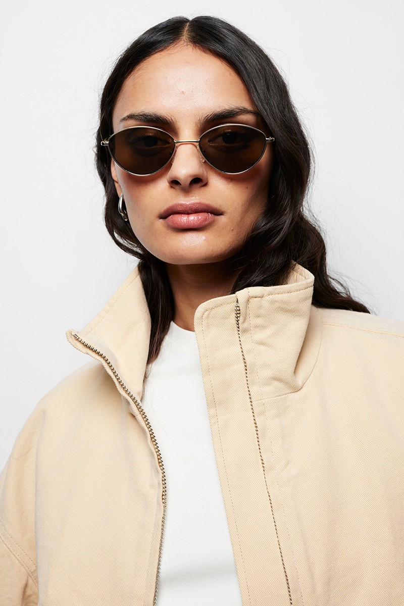 Oval-Frame Metal Sunglasses