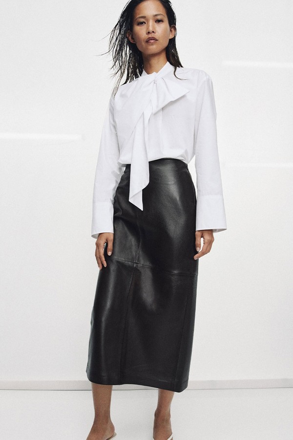 Poplin Shirt With Tie Detail from Zara