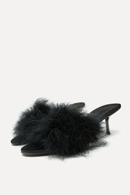 Heeled Mules With Feathers from Zara