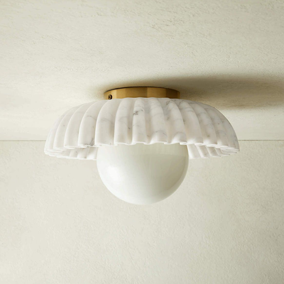 Ariel Fluted Marble Flush Mount Light from CB2
