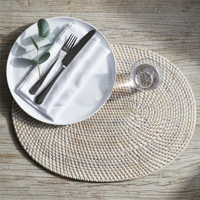 Whitewashed Oval Rattan Placemat from The White Company